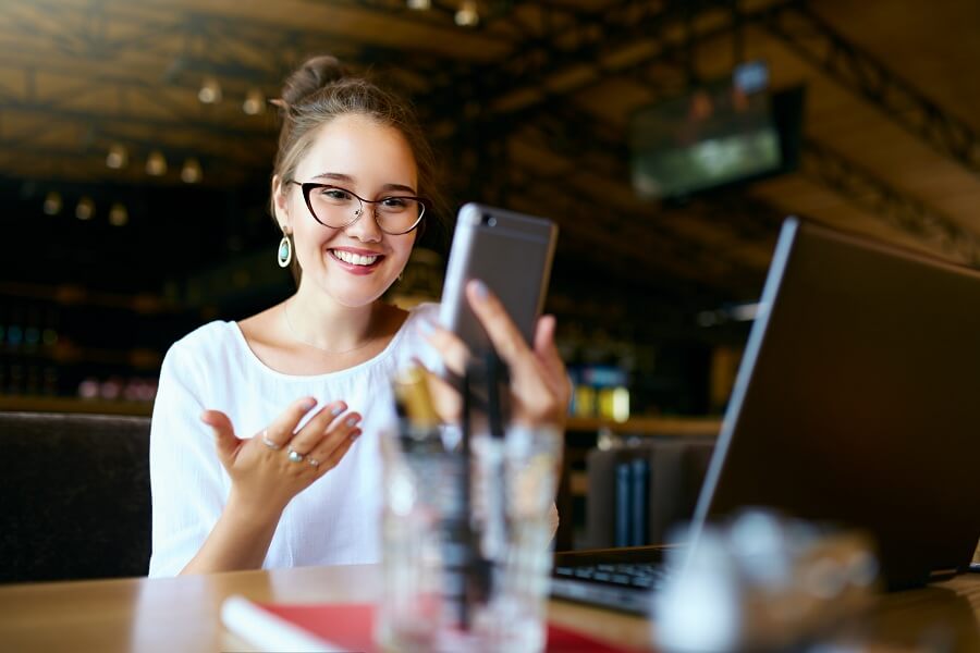 woman on mobile